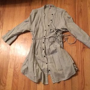 Tie waist tunic shirt